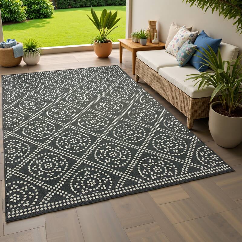 Style Haven Marianna Medallion Lattice Indoor/Outdoor Rug - 3' 7" x 5' 6" - Rectangle