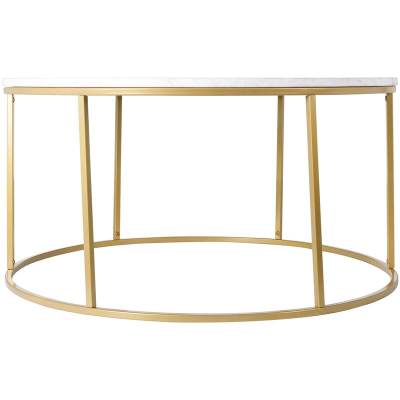 Sedei Modern Round Mixed Material Frame Coffee Table