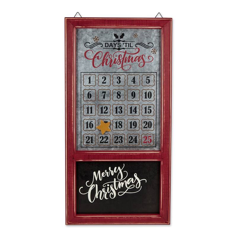 Galvanized Rectangular Christmas Advent Calendar - 30" - Red and Black