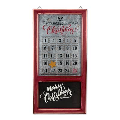 Galvanized Rectangular Christmas Advent Calendar - 30" - Red and Black