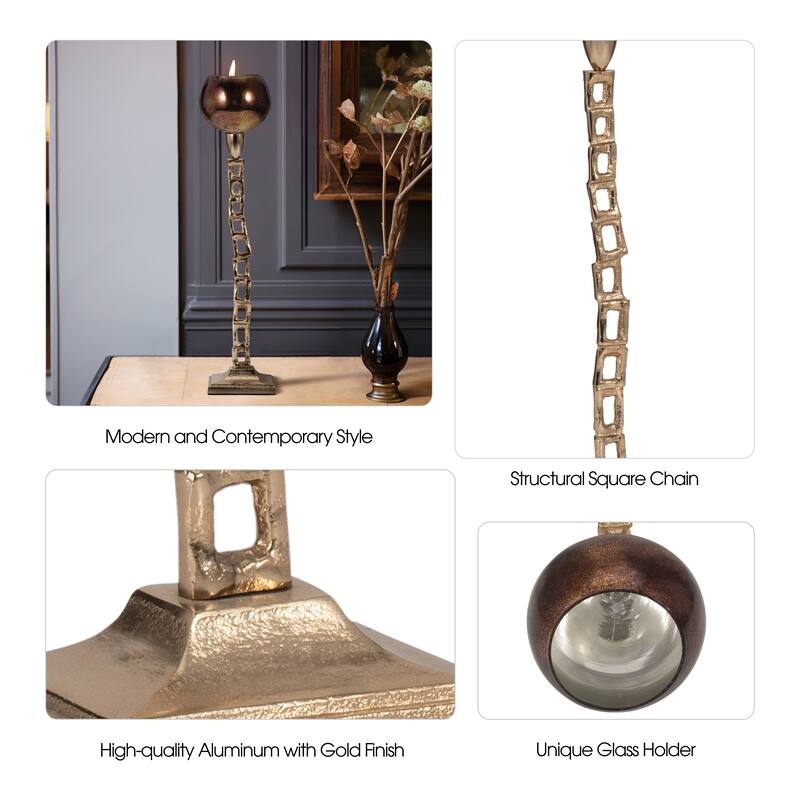 Sagebrook Home Modern Glam Metal Gold Novelty Tealight Holder With Base