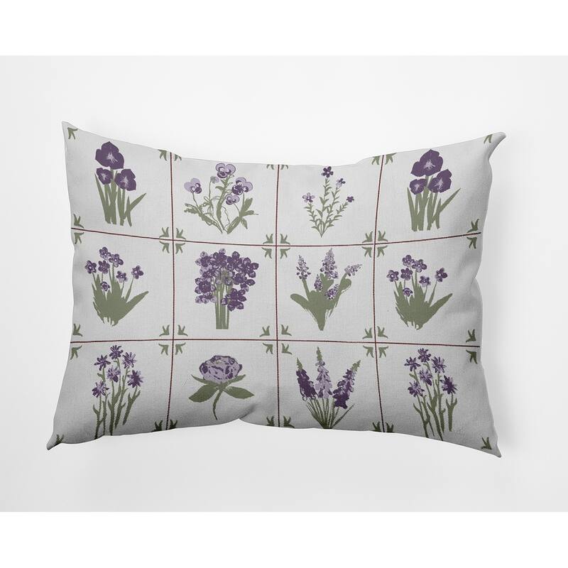 Framed Field Flowers Decorative Throw Pillow - 14" x 20" - Larkspur