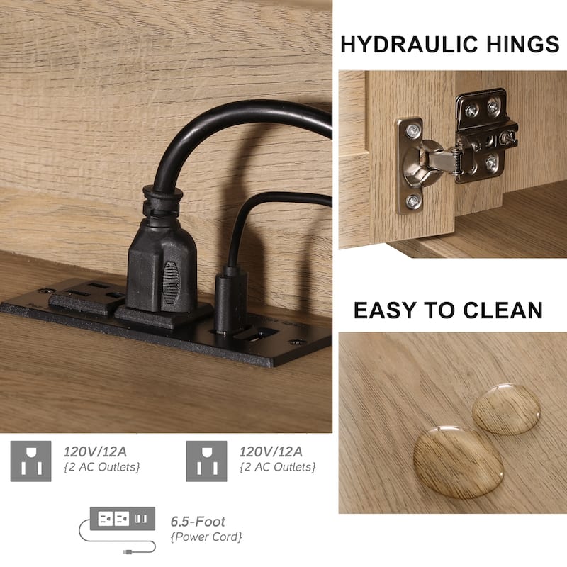 Door Floating TV Stand with Charging Station