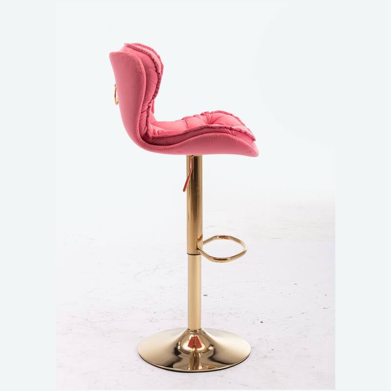 Set of 2 Bar Stools With Golden Base