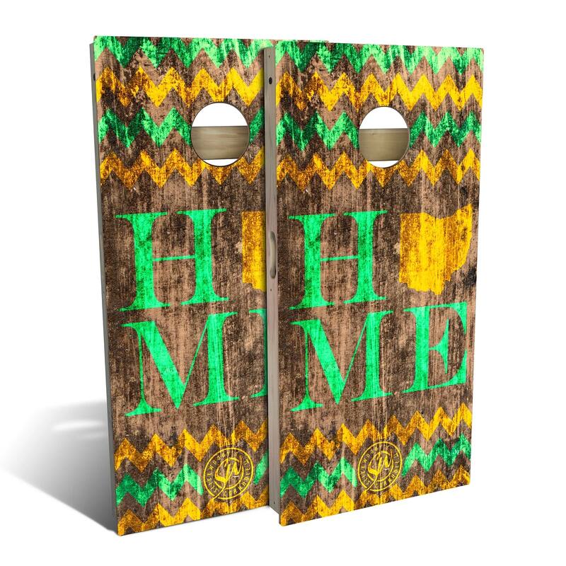 Ohio Home Green Outdoor Cornhole Board Set - Backyard 2x4 - Include Case + Hole Lights