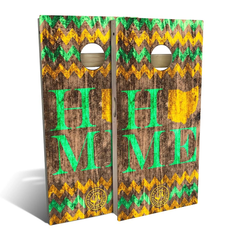 Ohio Home Green Outdoor Cornhole Board Set - Backyard 2x4 - Include Hole + Edge Lights