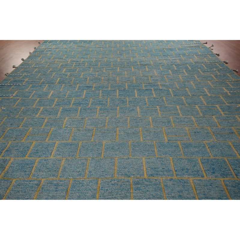Geometric Modern Moroccan Large Area Rug Handmade Wool Carpet - 11'10"x 16'0"