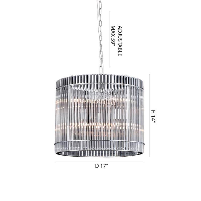 6-Light Chrome Chandelier With Clear Crystal Rods