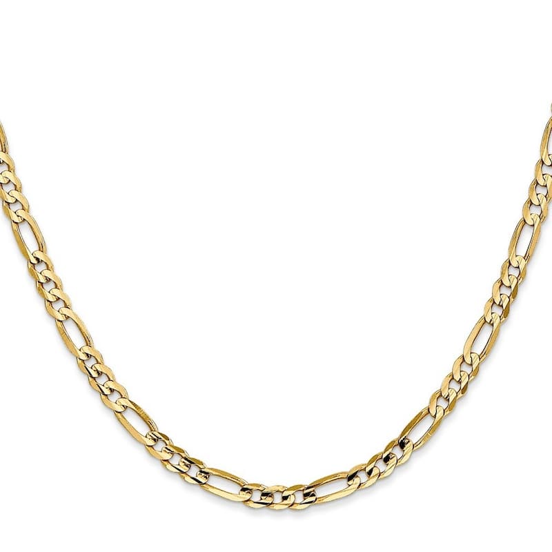 Curata 14k Yellow Gold 4mm Concave Open Figaro Chain Bracelet Options: 7" 8"