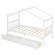 preview thumbnail 4 of 72, Creativity House Bed Twin Size Frame with 2 Wood Drawers for Boys Girls, Wood Platform Bed with Roof No Box Spring Needed