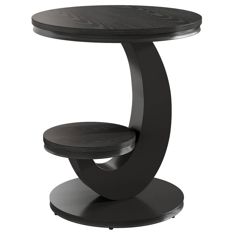 Round End Table, 2 Tiers Side Table with Storage Shelf