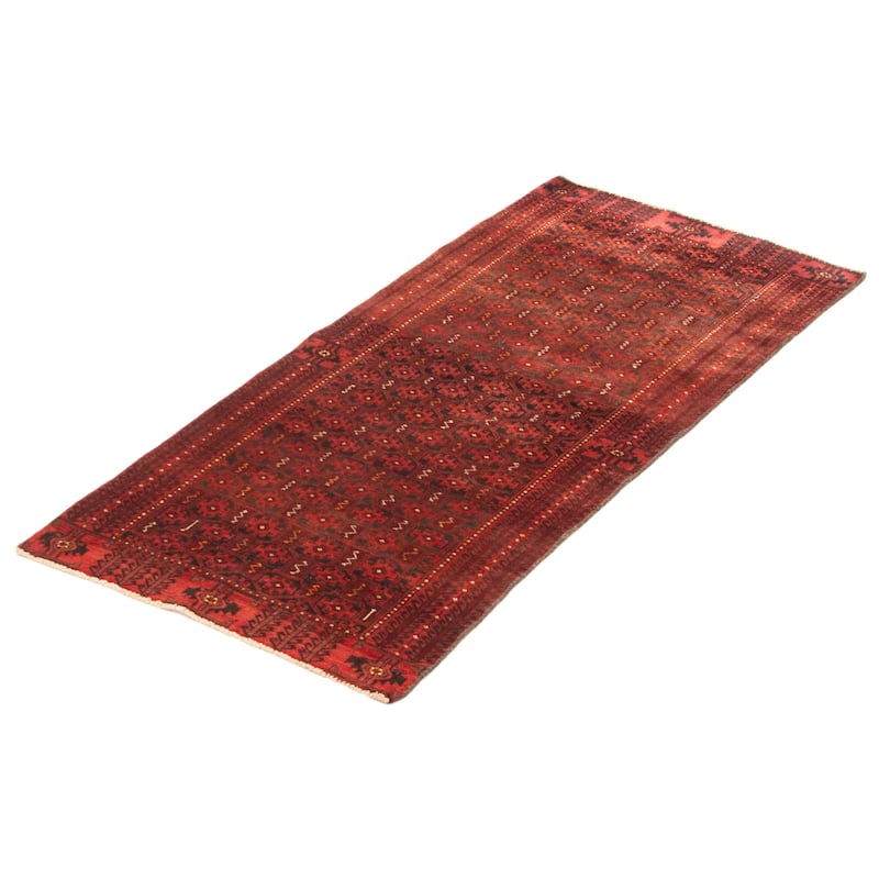 ECARPETGALLERY Hand-knotted Baluch Red Wool Rug - 2'10 x 6'2