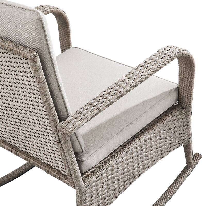 Corvus Hawaii 3-Piece Outdoor Wicker Rocking Chair Set with Side Table