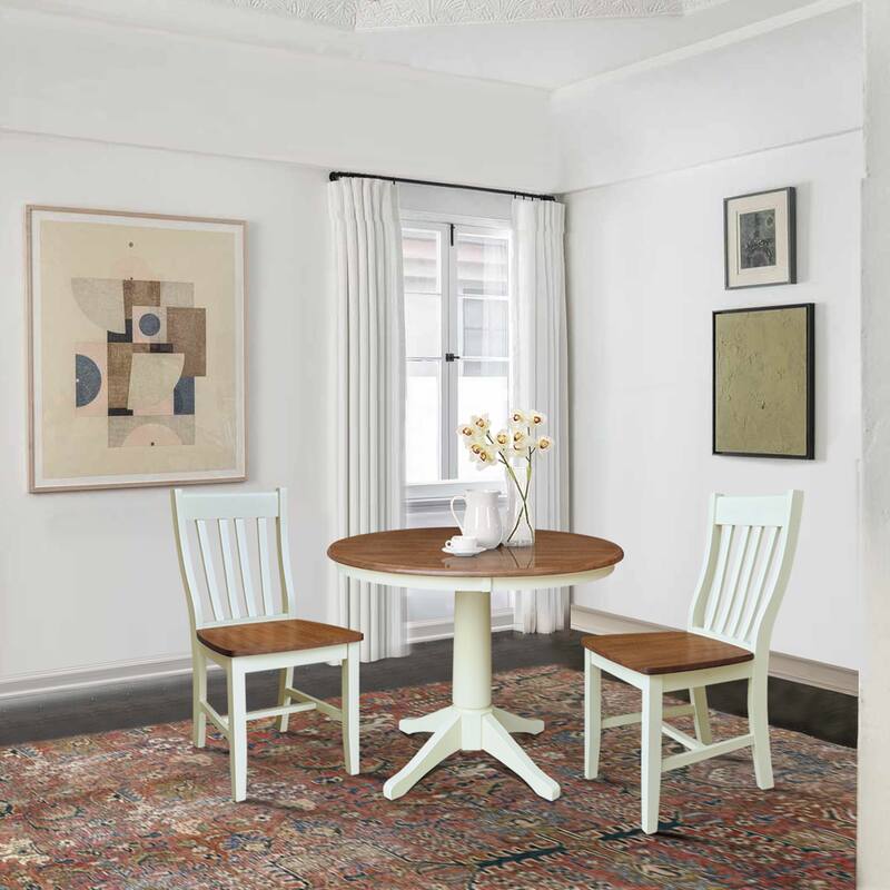 36" Round Pedestal Dining Table with Cafe Chairs