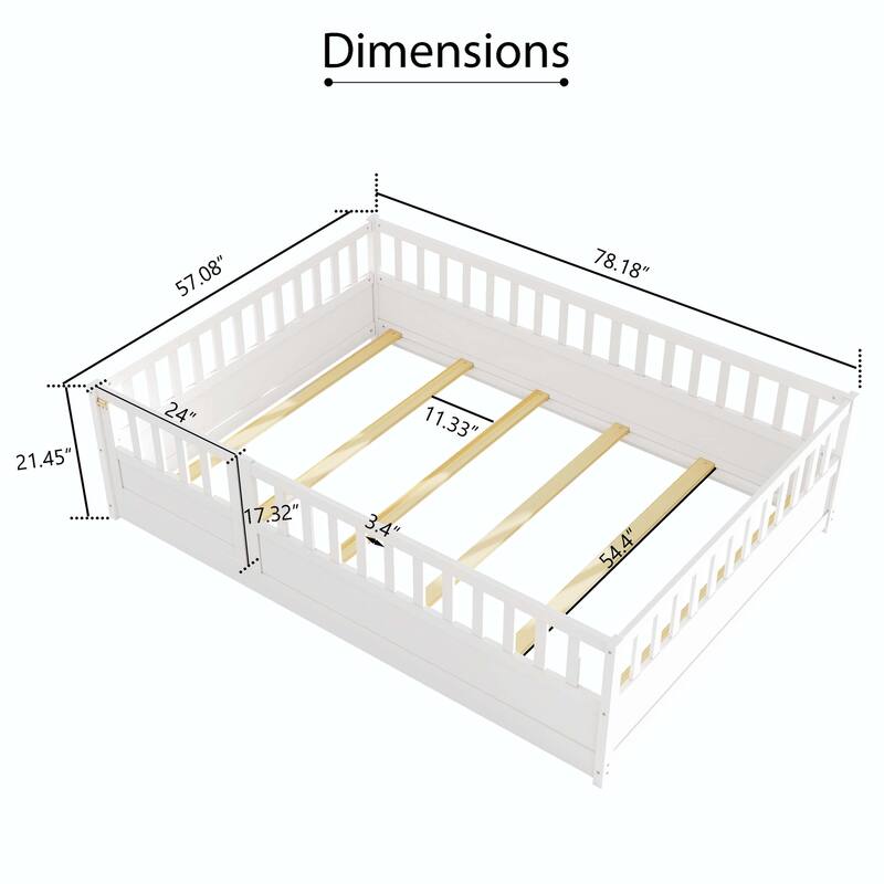 Full Size Floor bed with super high security barrier For children