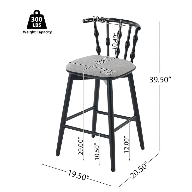 Christopher Knight Home - Leontius Bar Stool with Rubberwood Frame and Hourglass Backrest(Set of 2)