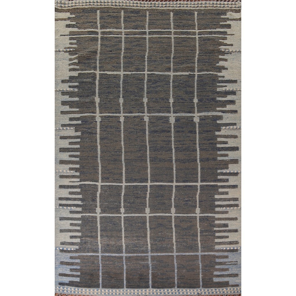 Earth Tone Moroccan Area Rug Handmade Wool Carpet - 7'11"x 12'2"