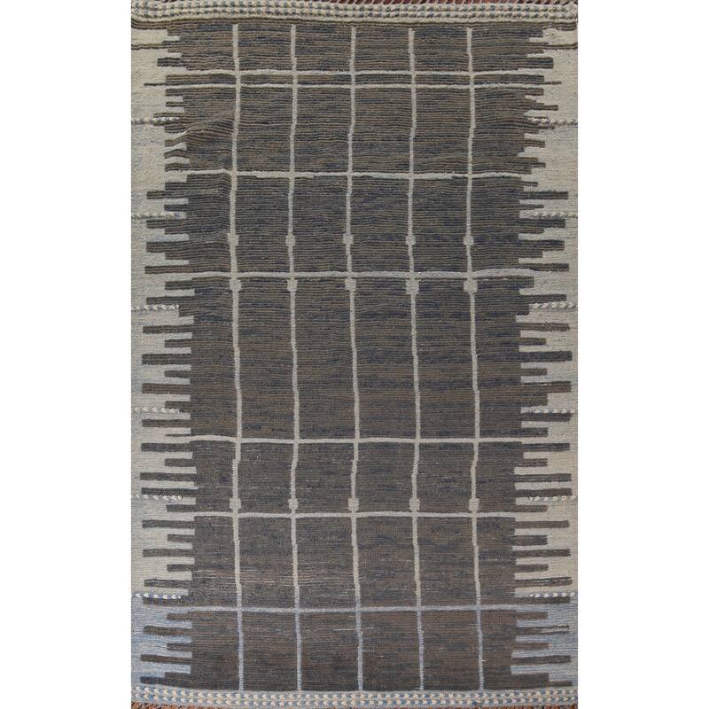 Earth Tone Moroccan Area Rug Handmade Wool Carpet - 7'11"x 12'2"