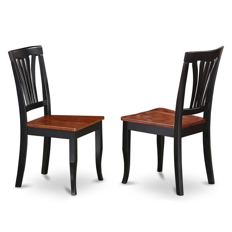 East West Furniture 7 Piece Kitchen Table Set- A Round Dining Room Table and 6 Dining Chairs, Black & Cherry (Seat Options)
