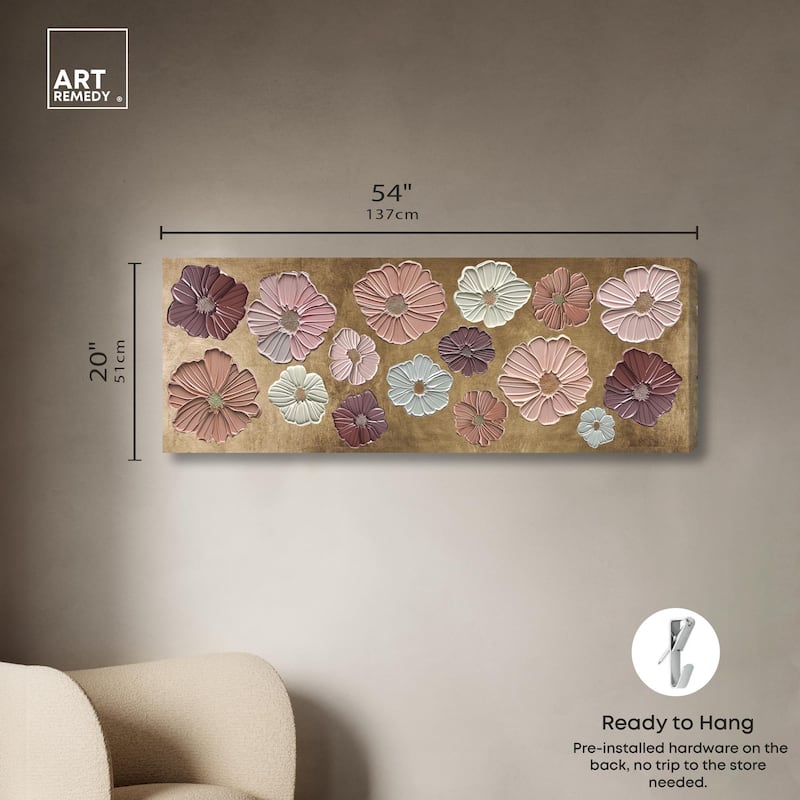 Floral Impasto Muted Panoramic Canvas by Art Remedy, Gallery Wrapped