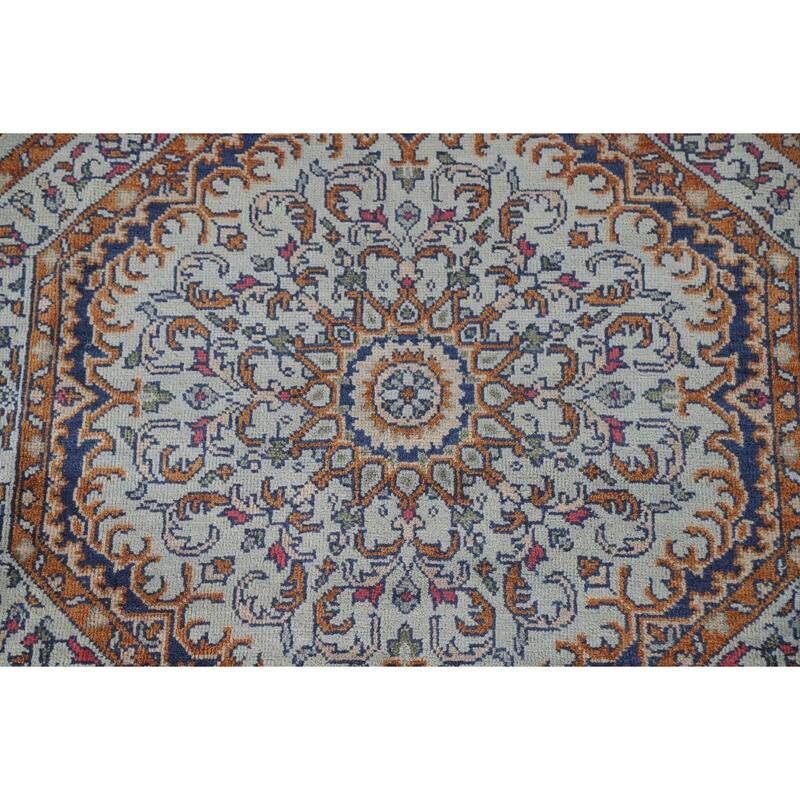 Heriz Serapi Indian Octagon Area Rug Handmade Wool Carpet - 5'11"x 6'1"