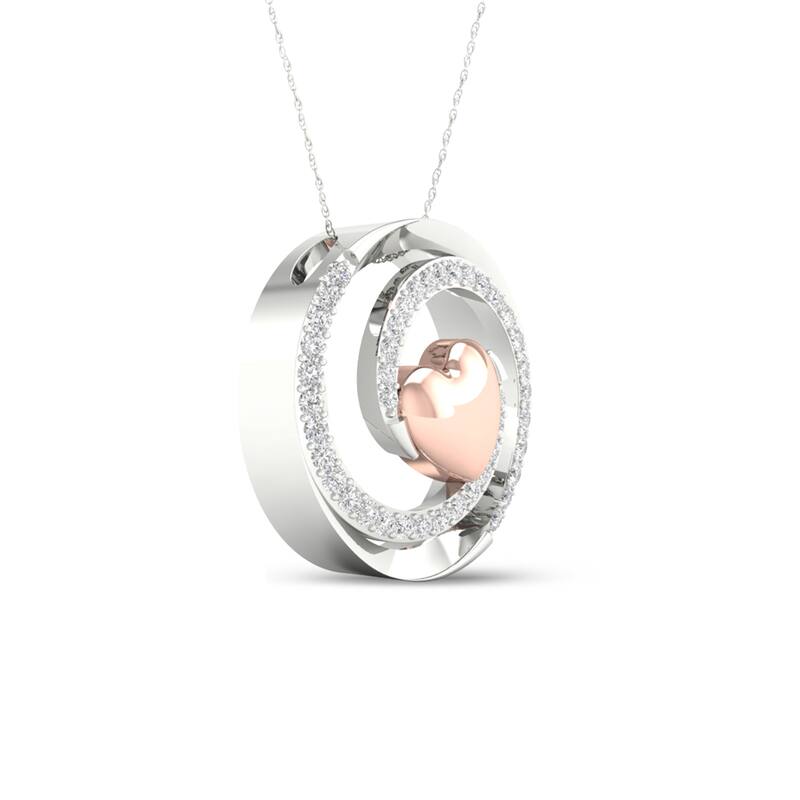 1/8ct TDW Diamond Swirl Heart Pendant in Silver for Women