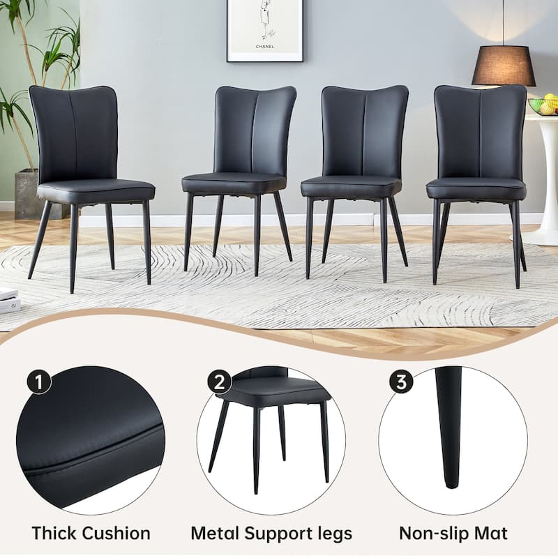 Kitchen Dining Table Set for 4-6 People, Rectangular Wooden Table with Faux Leather Dining Chairs