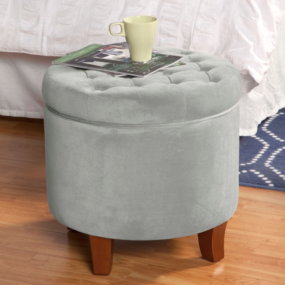 Carson Carrington Hare Button-tufted Round Storage Ottoman