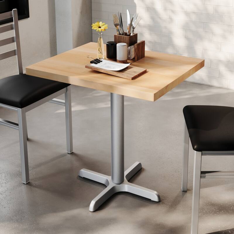Rectangular Solid Wood Commercial Tabletop with 22" x 22" Dining Height X-Base