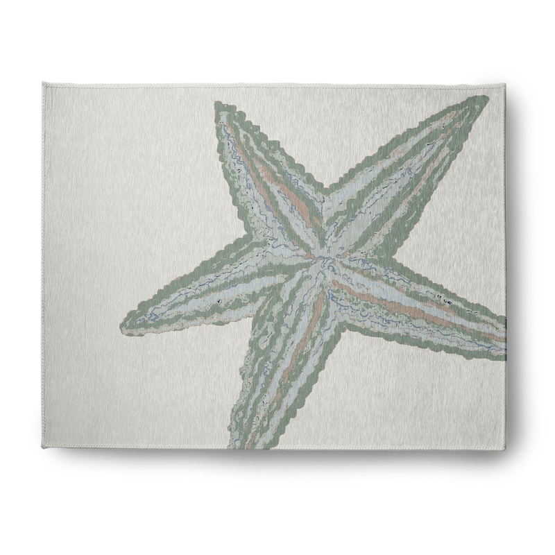 Large Starfish Nautical Chenille Rug - Sage - 8' x 10'