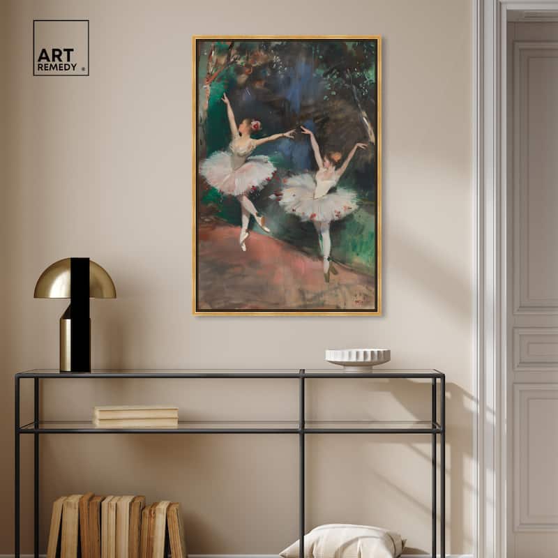 Art Remedy Classical Ballerinas Framed Impressionism 1 Piece Canvas Wall Art /Monet And Van Gogh Inspired Art
