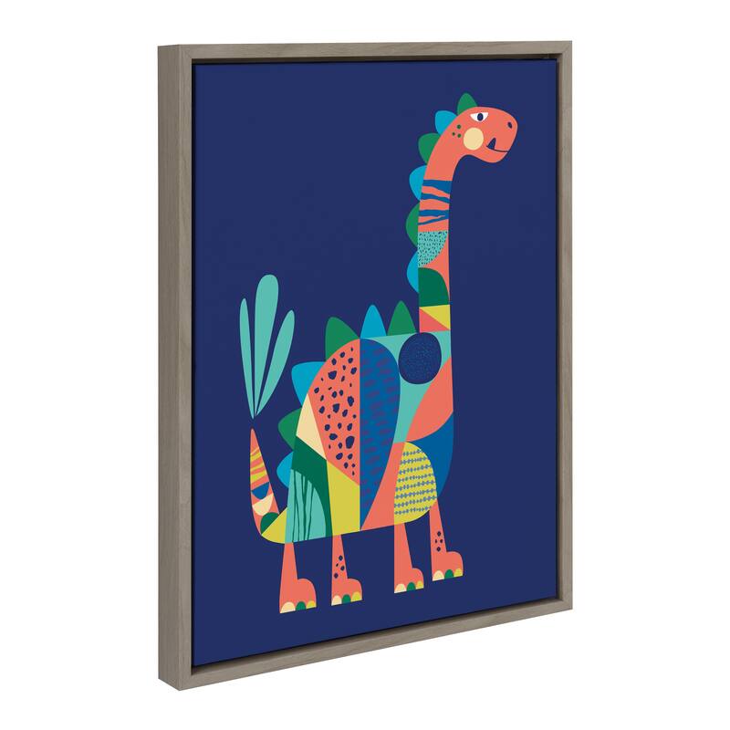 Kate and Laurel Sylvie Mid Century Modern Dino Blue Framed Canvas by Rachel Lee of My Dream Wall