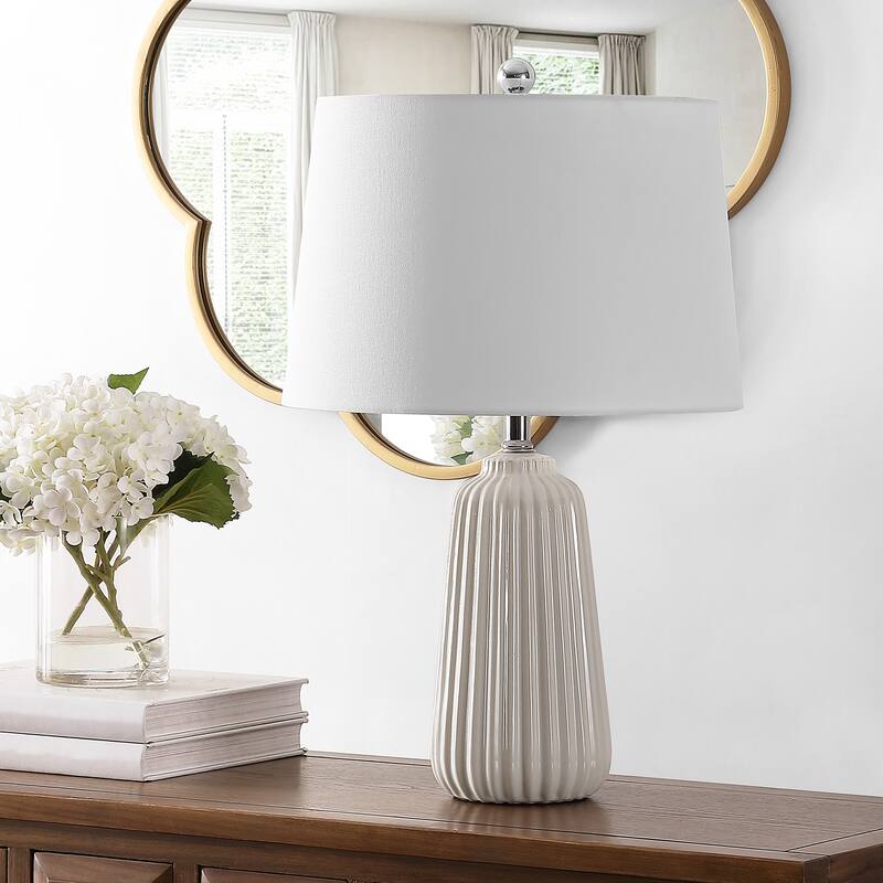 SAFAVIEH Lighting Nataliea 24-inch Ceramic Table Lamp - 15" x 15" x 24" - 15Wx15Dx24H - Ivory