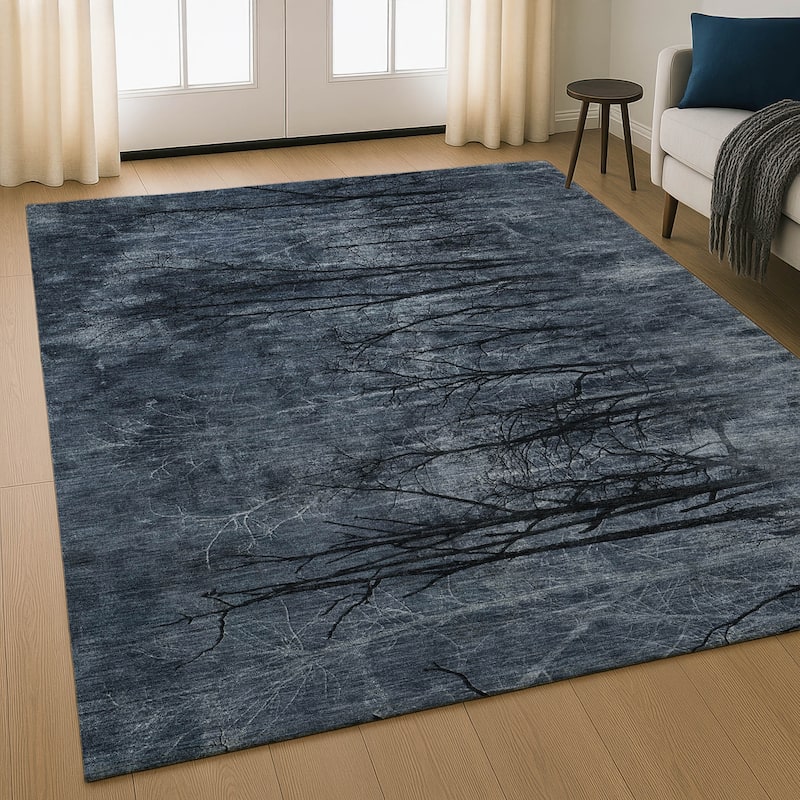 Premium Washable Super Soft Modern Forest Mayfield Rug - Charcoal - 9' x 12'