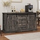 preview thumbnail 13 of 32, Farmhouse Sideboard Buffet Cabinet with Storage-Sliding Barn Doors and 4 Drawers Oak
