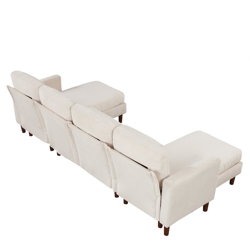 103'' U-Shaped 4-Seat Sectional Sofa with 2 Chaises, Solid Wood Legs, and Ample Space