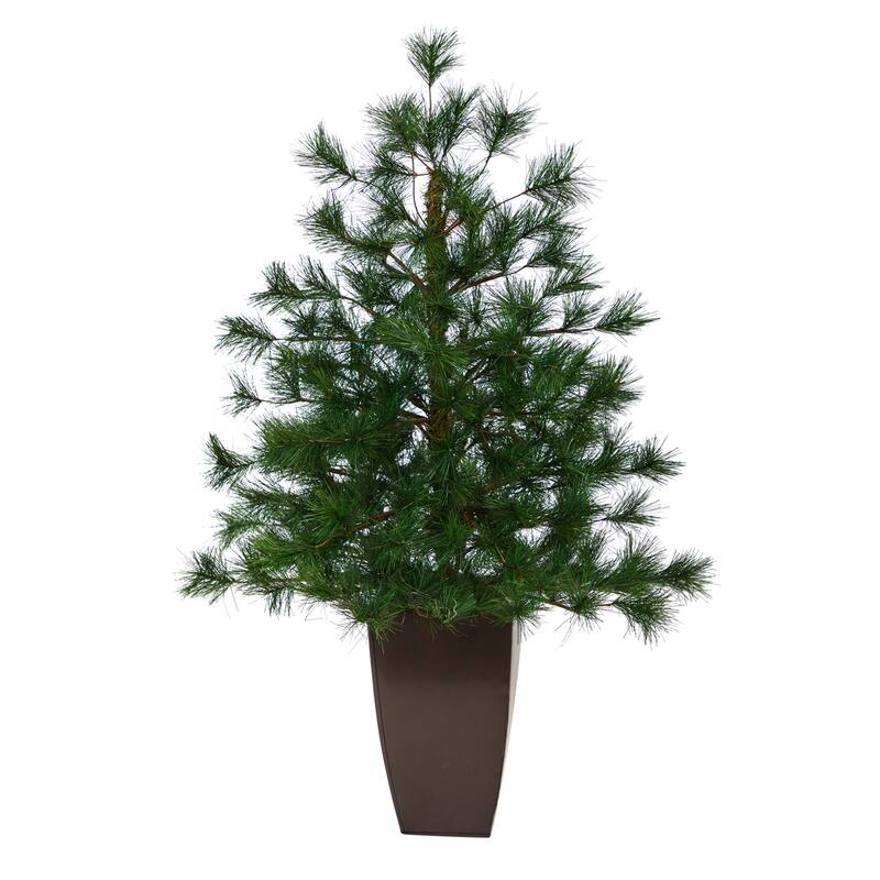 40in Artificial Christmas Tree with Metal Planter - Holiday Decor, Pine Tree, Bronze Base - 40