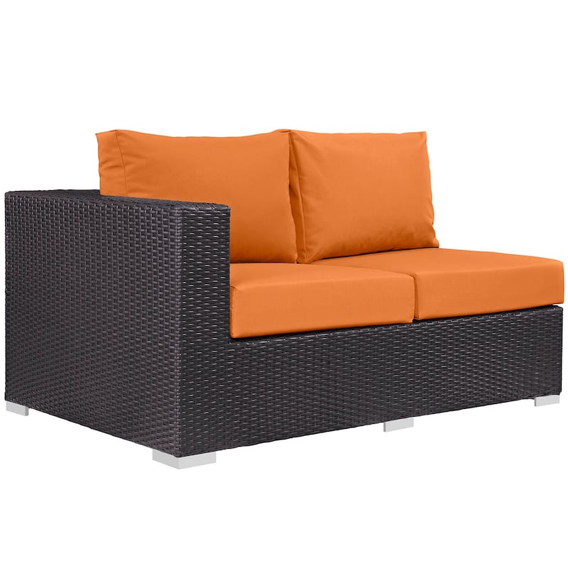 Convene Outdoor Patio Left Arm Loveseat - Espresso Orange