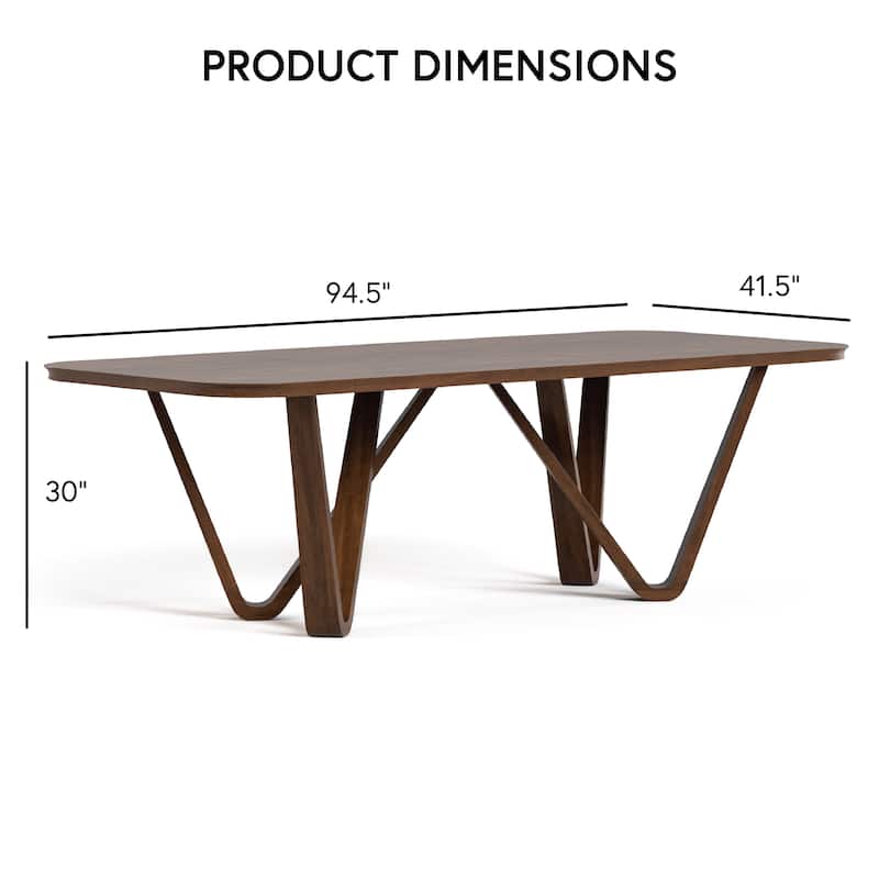 Furniture of America Abigail I Mid-Century Modern Walnut Handfinished Solid Wood 95-inch Dining Table