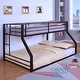 preview thumbnail 2 of 11, Drella Transitional Metal Bunk Bed with Ladder by Furniture of America Twin/Full - Sand Black