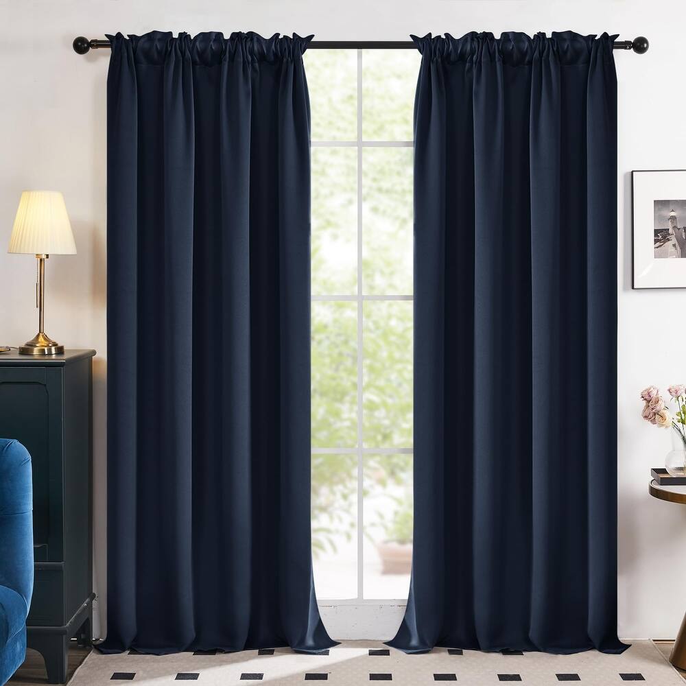 Deconovo Solid Rod Pocket Curtain Panel Pair, Set of 4 Panels