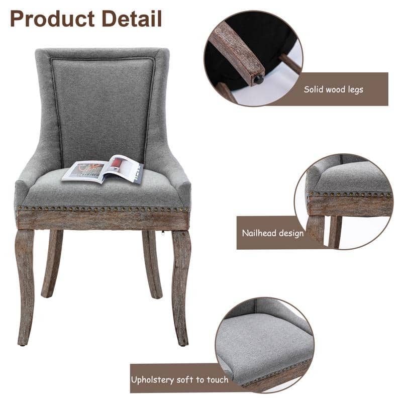 Thickened Side Dining Chair with Solid Wood Legs Set of 6