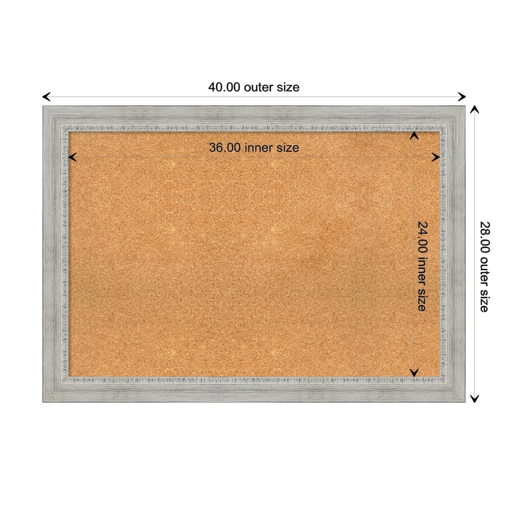 Rustic White Wash Wood Framed Natural Corkboard Bulletin Board