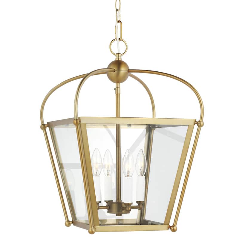 Bellevue Mayenne 4 Light 14" Wide Taper Candle Pendant - Satin Brass