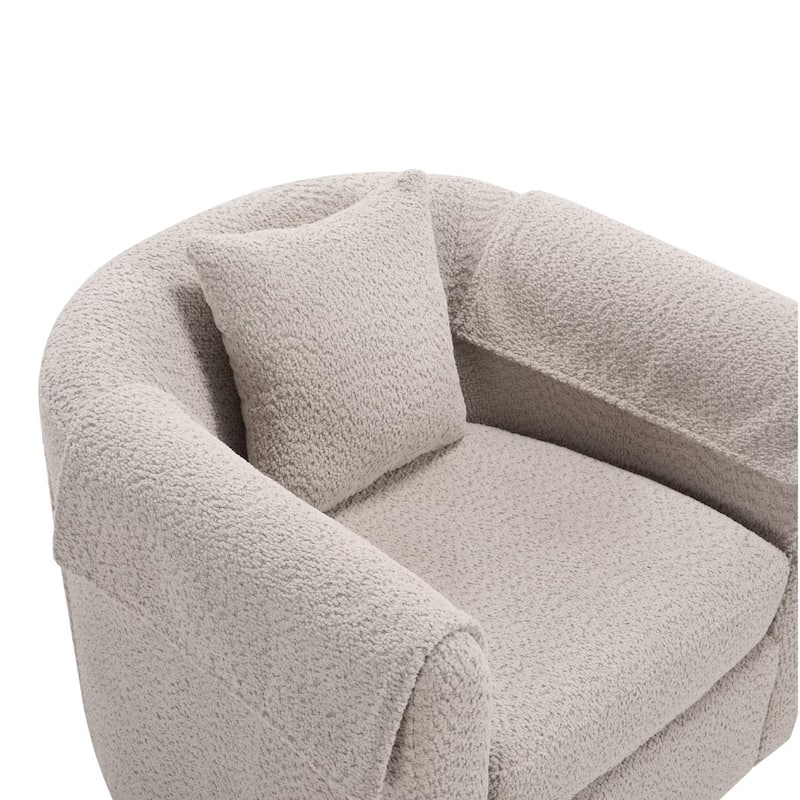 Homy Lin 360° Swivel Chenille Accent Chair with Ottoman,Armrests & Back Pillow, Comfy Living Room Armchair Set for Read or Relax