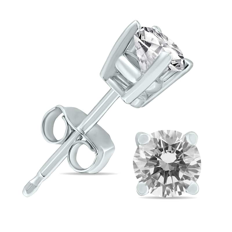 Marquee 1/2 Carat TW Round Diamond Solitaire Stud Earrings In 14k White Gold