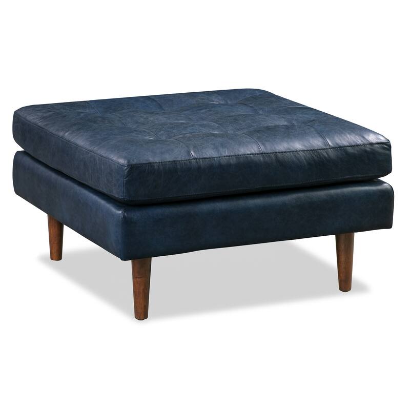 Poly & Bark Napa Ottoman - Full Grain Genuine Italian Leather - Midnight Blue