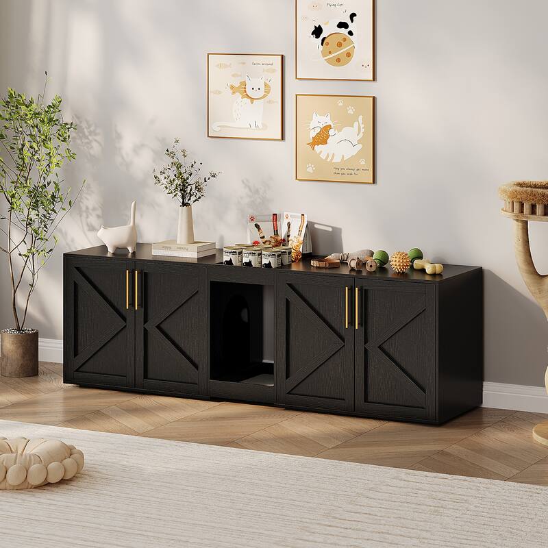 55" Large Cat Litter Box Enclosure for 2 Cats