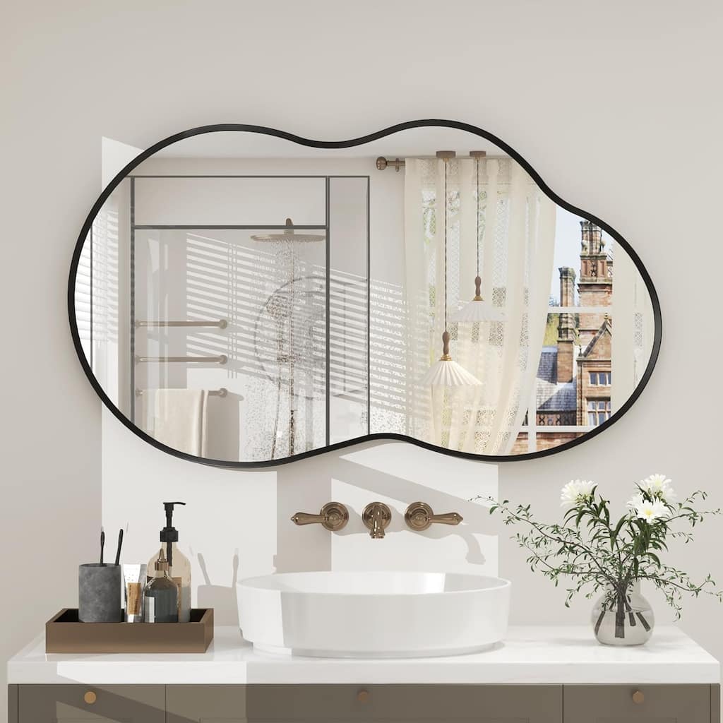 Asymmetrical Cloud High-Strength Aluminum Alloy Framed Easy French Mounted Wall Mirror