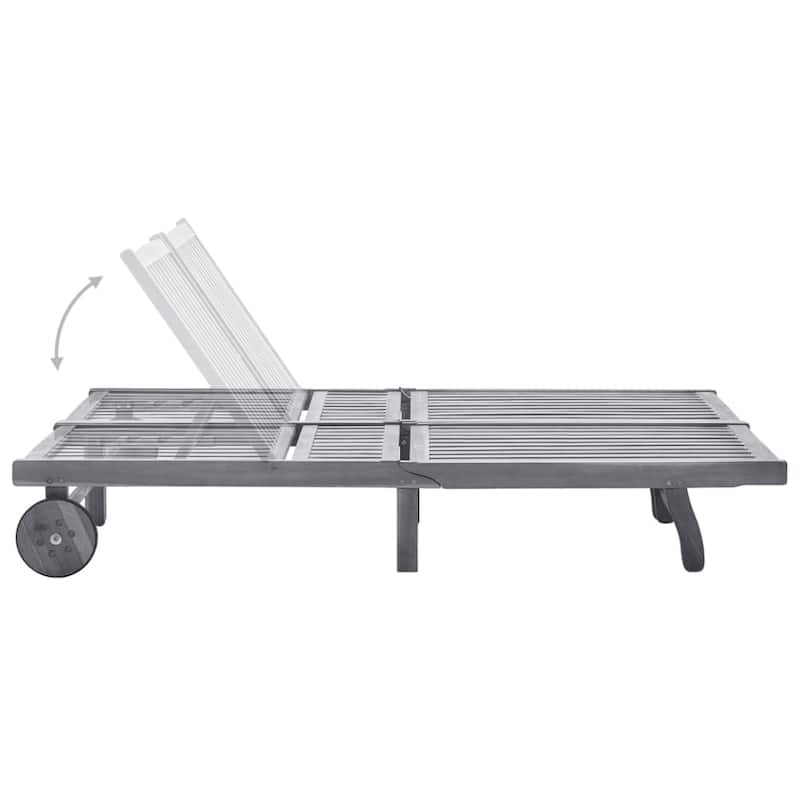vidaXL Patio Lounge Chair Outdoor Sunbed Poolside Sunlounger Solid Wood Acacia - 78.3" x 23.2"/24.8" x 11.8"/24.4"/29.9"/33.5"